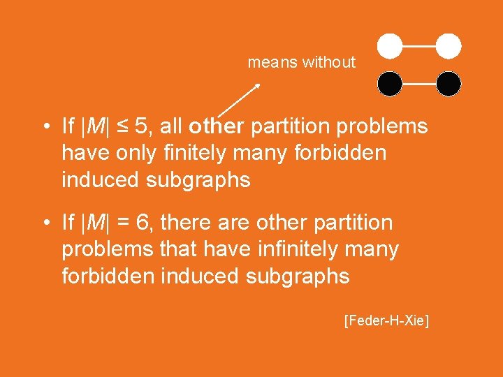 means without • If |M| ≤ 5, all other partition problems have only finitely