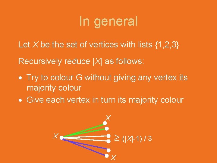 In general Let X be the set of vertices with lists {1, 2, 3}