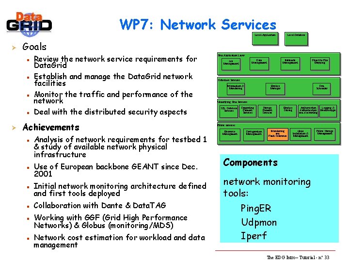 WP 7: Network Services Local Application Ø Goals n n Ø Local Database Review