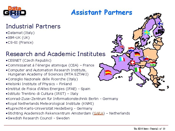 Assistant Partners Industrial Partners • Datamat (Italy) • IBM-UK (UK) • CS-SI (France) Research