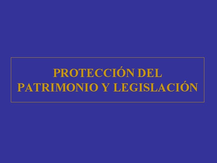 PROTECCIÓN DEL PATRIMONIO Y LEGISLACIÓN 