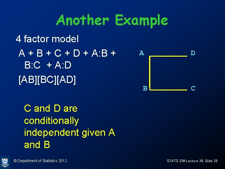 Another Example 4 factor model A + B + C + D + A: Another Example 4 factor model A + B + C + D + A: