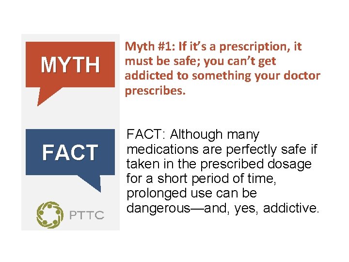 MYTH FACT Myth #1: If it’s a prescription, it must be safe; you can’t