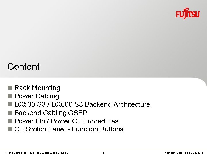 Content Rack Mounting Power Cabling DX 500 S 3 / DX 600 S 3 Content Rack Mounting Power Cabling DX 500 S 3 / DX 600 S 3