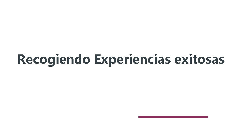 Recogiendo Experiencias exitosas 