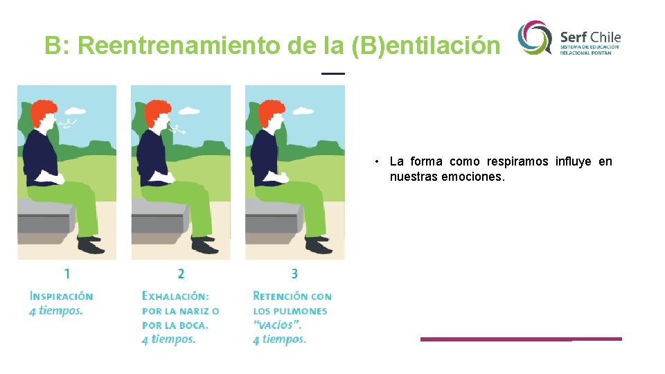 B: Reentrenamiento de la (B)entilación • La forma como respiramos influye en nuestras emociones.