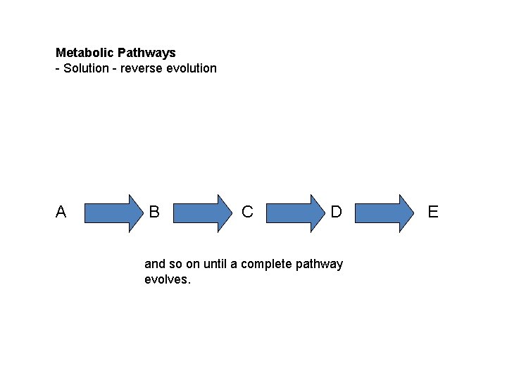 Metabolic Pathways - Solution - reverse evolution A B C D and so on