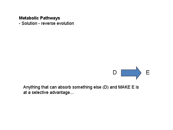 Metabolic Pathways - Solution - reverse evolution D Anything that can absorb something else