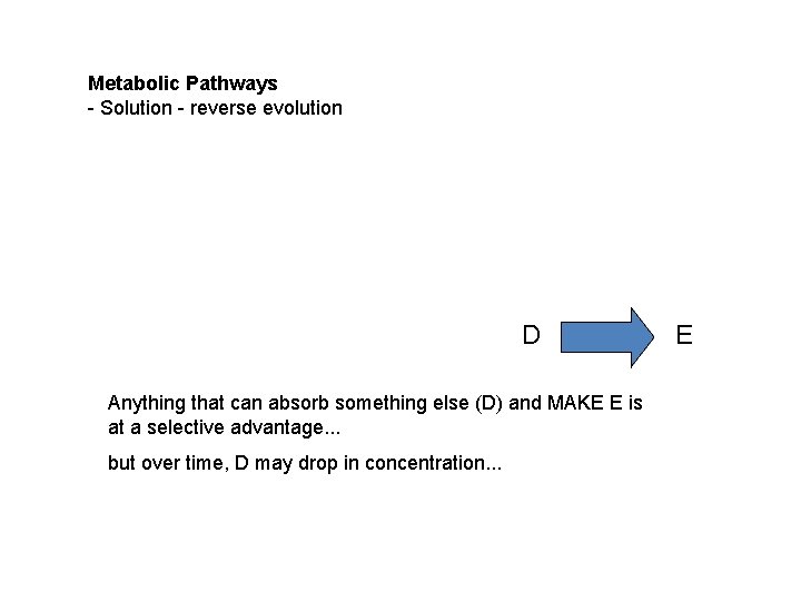 Metabolic Pathways - Solution - reverse evolution D Anything that can absorb something else