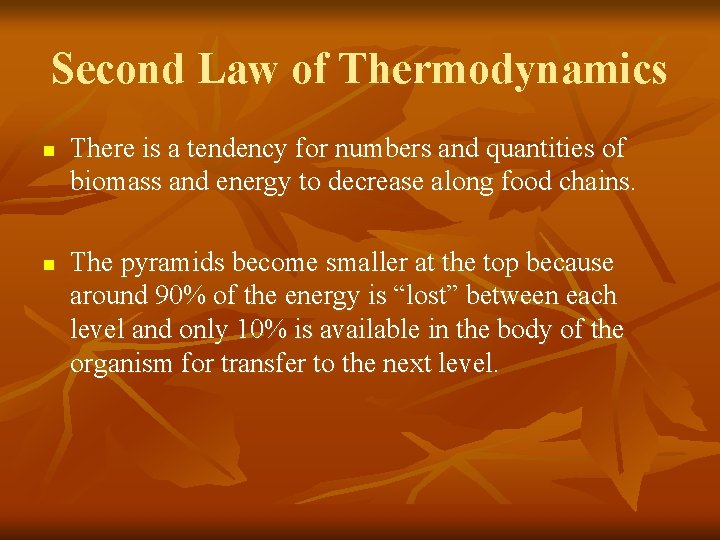 Second Law of Thermodynamics n n There is a tendency for numbers and quantities