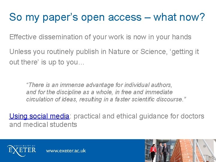 So my paper’s open access – what now? Effective dissemination of your work is