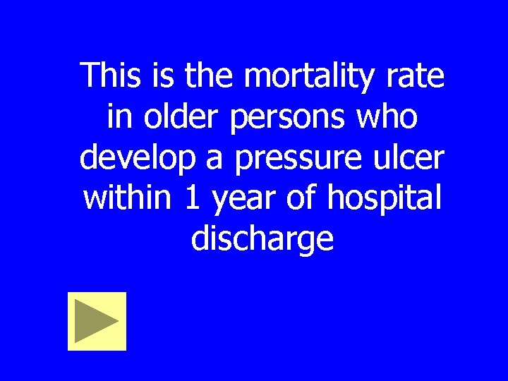 This is the mortality rate in older persons who develop a pressure ulcer within