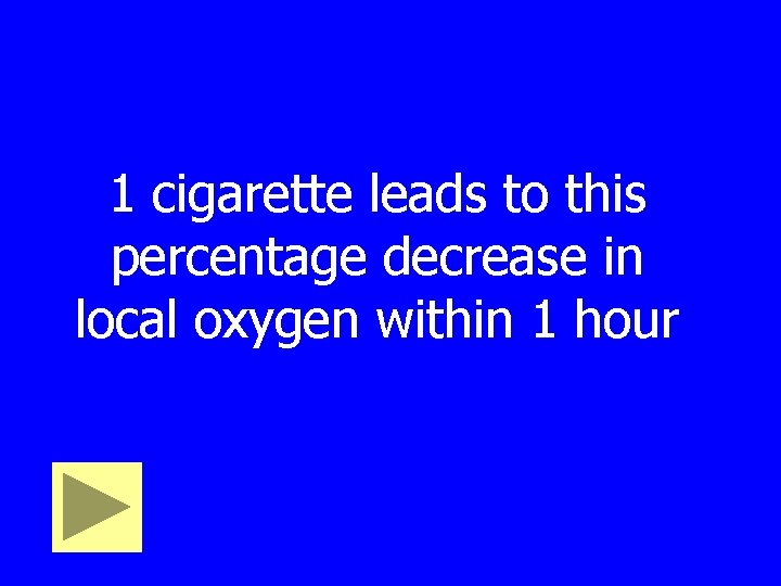 1 cigarette leads to this percentage decrease in local oxygen within 1 hour 