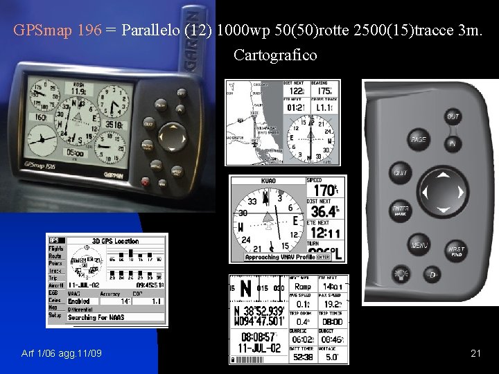 GPSmap 196 = Parallelo (12) 1000 wp 50(50)rotte 2500(15)tracce 3 m. Cartografico Arf 1/06
