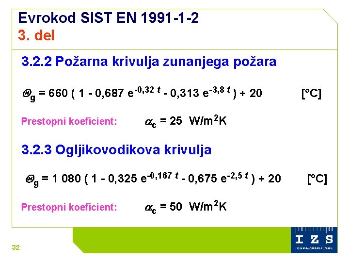 Evrokod SIST EN 1991 -1 -2 3. del 3. 2. 2 Požarna krivulja zunanjega