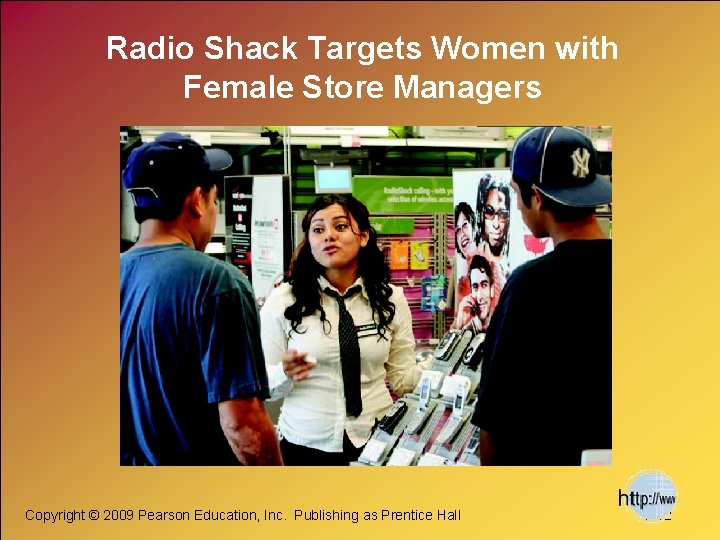 Radio Shack Targets Women with Female Store Managers Copyright © 2009 Pearson Education, Inc.