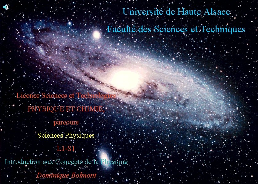 Université de Haute Alsace Faculté des Sciences et Techniques � Licence Sciences et Technologies