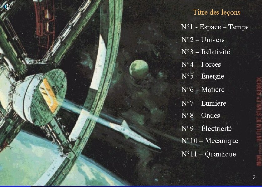 Titre des leçons N° 1 - Espace – Temps N° 2 – Univers N°