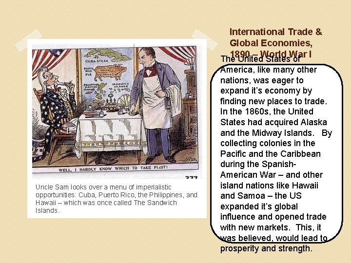 International Trade & Global Economies, 1890 – World War I The United States of