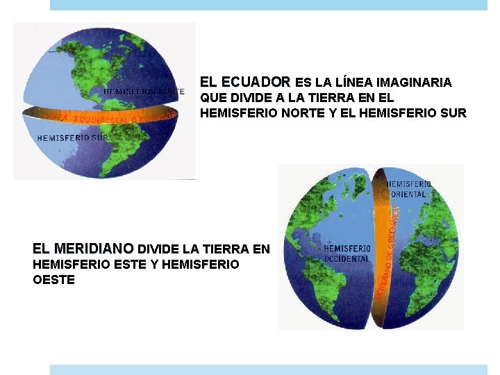 EL ECUADOR ES LA LÍNEA IMAGINARIA QUE DIVIDE A LA TIERRA EN EL HEMISFERIO