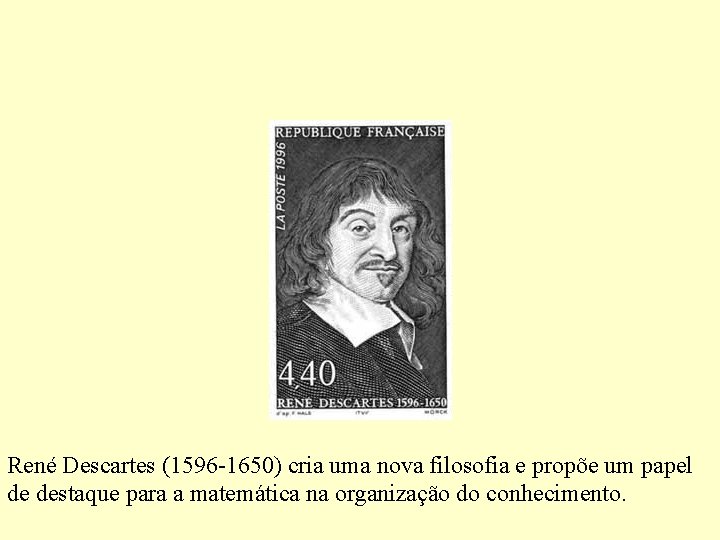 René Descartes (1596 -1650) cria uma nova filosofia e propõe um papel de destaque