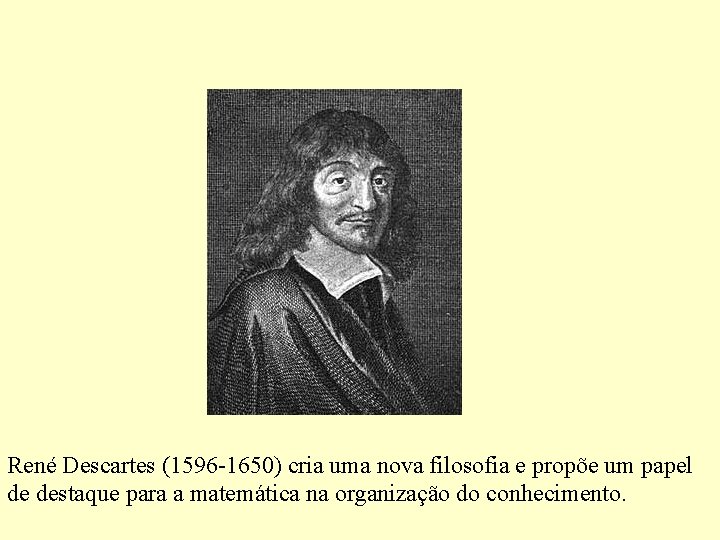 René Descartes (1596 -1650) cria uma nova filosofia e propõe um papel de destaque