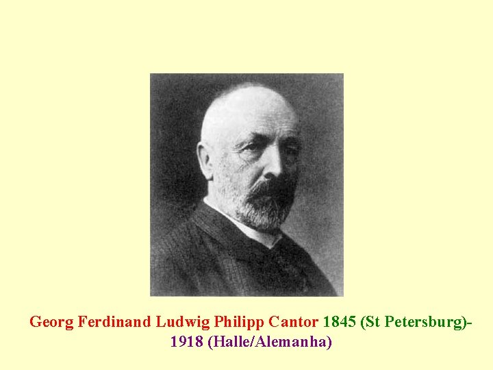 Georg Ferdinand Ludwig Philipp Cantor 1845 (St Petersburg)1918 (Halle/Alemanha) 