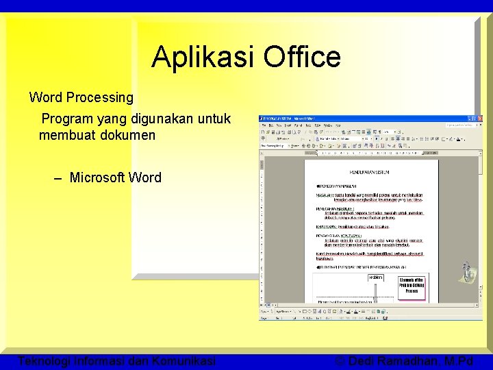 Aplikasi Office Word Processing Program yang digunakan untuk membuat dokumen – Microsoft Word Teknologi