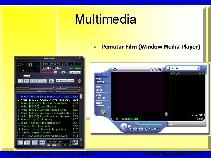 Multimedia Pemutar Film (Window Media Player) Teknologi Informasi dan Komunikasi © Dedi Ramadhan, M.