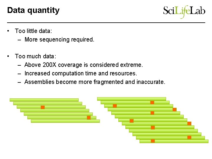 Data quantity • Too little data: – More sequencing required. • Too much data: