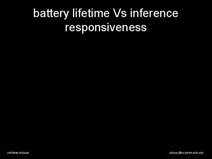 battery lifetime Vs inference responsiveness Emiliano Miluzzo miluzzo@cs. dartmouth. edu 
