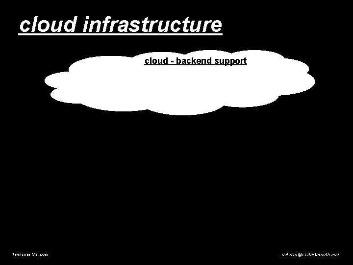 cloud infrastructure cloud - backend support Emiliano Miluzzo miluzzo@cs. dartmouth. edu 