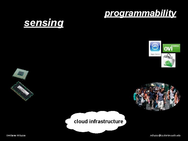 sensing programmability cloud infrastructure Emiliano Miluzzo miluzzo@cs. dartmouth. edu 