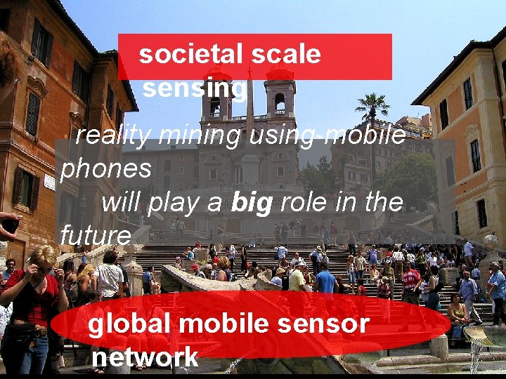societal scale sensing reality mining using mobile phones will play a big role in