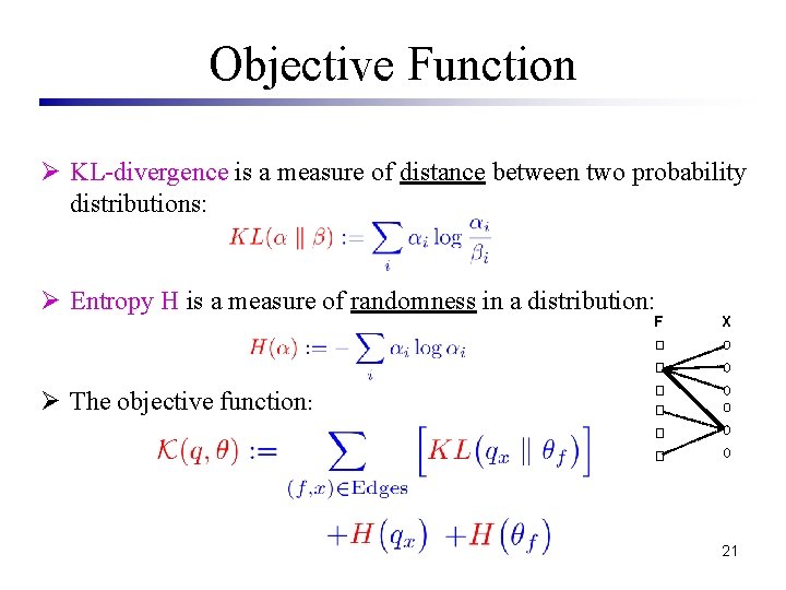 Objective Function Ø KL-divergence is a measure of distance between two probability distributions: Ø