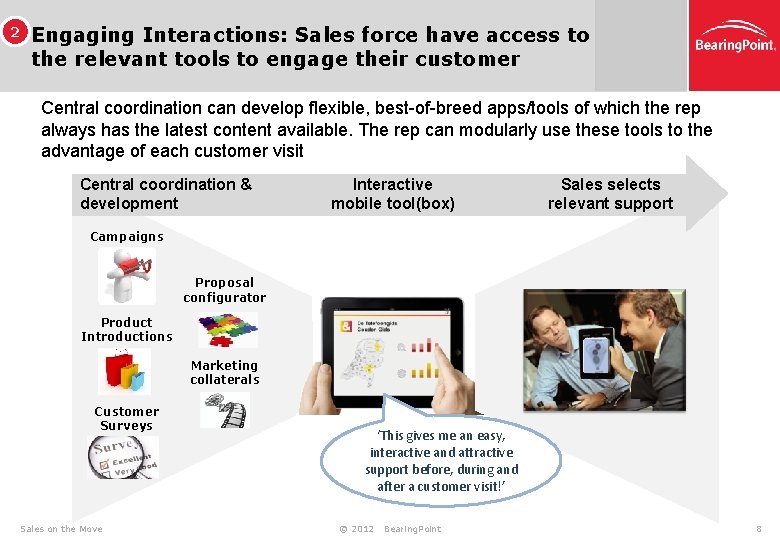 2 Engaging Interactions: Sales force have access to the relevant tools to engage their