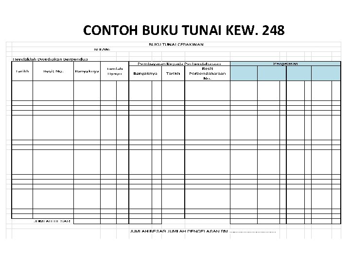 CONTOH BUKU TUNAI KEW. 248 