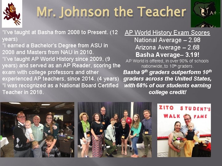 Mr. Johnson the Teacher *I’ve taught at Basha from 2008 to Present. (12 years)