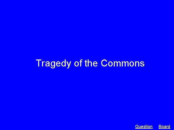 Tragedy of the Commons Question Board 