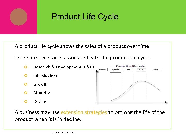 Product Life Cycle A product life cycle shows the sales of a product over