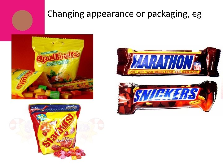 Changing appearance or packaging, eg 