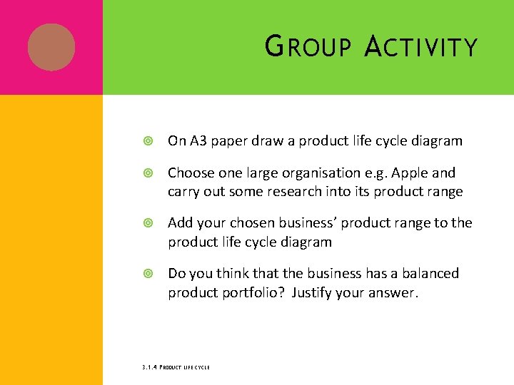G ROUP A CTIVITY On A 3 paper draw a product life cycle diagram G ROUP A CTIVITY On A 3 paper draw a product life cycle diagram