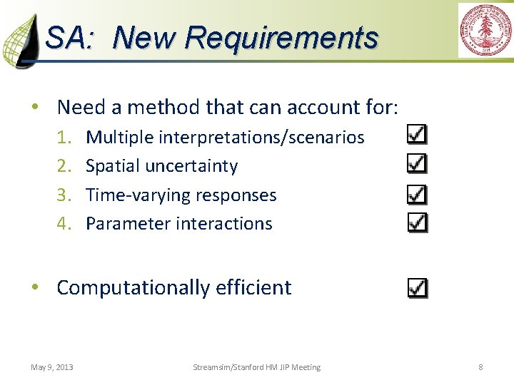 SA: New Requirements • Need a method that can account for: 1. 2. 3.