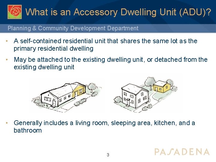 What is an Accessory Dwelling Unit (ADU)? Planning & Community Development Department • A