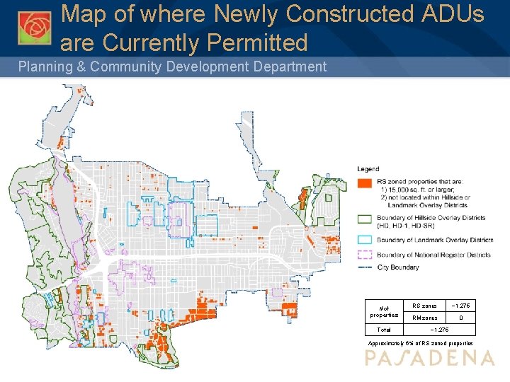 Map of where Newly Constructed ADUs are Currently Permitted Planning & Community Development Department