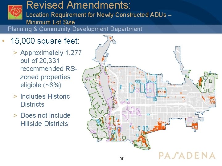 Revised Amendments: Location Requirement for Newly Constructed ADUs – Minimum Lot Size Planning &