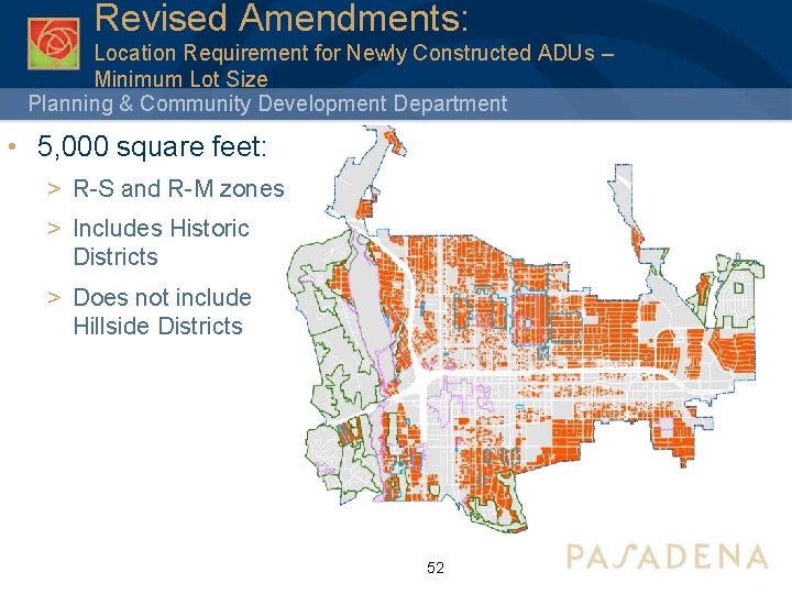 Revised Amendments: Location Requirement for Newly Constructed ADUs – Minimum Lot Size Planning &
