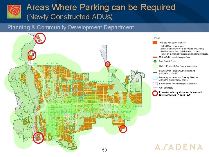 Areas Where Parking can be Required (Newly Constructed ADUs) Planning & Community Development Department