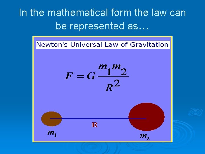 In the mathematical form the law can be represented as… 