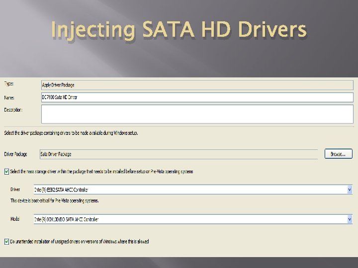 Injecting SATA HD Drivers 